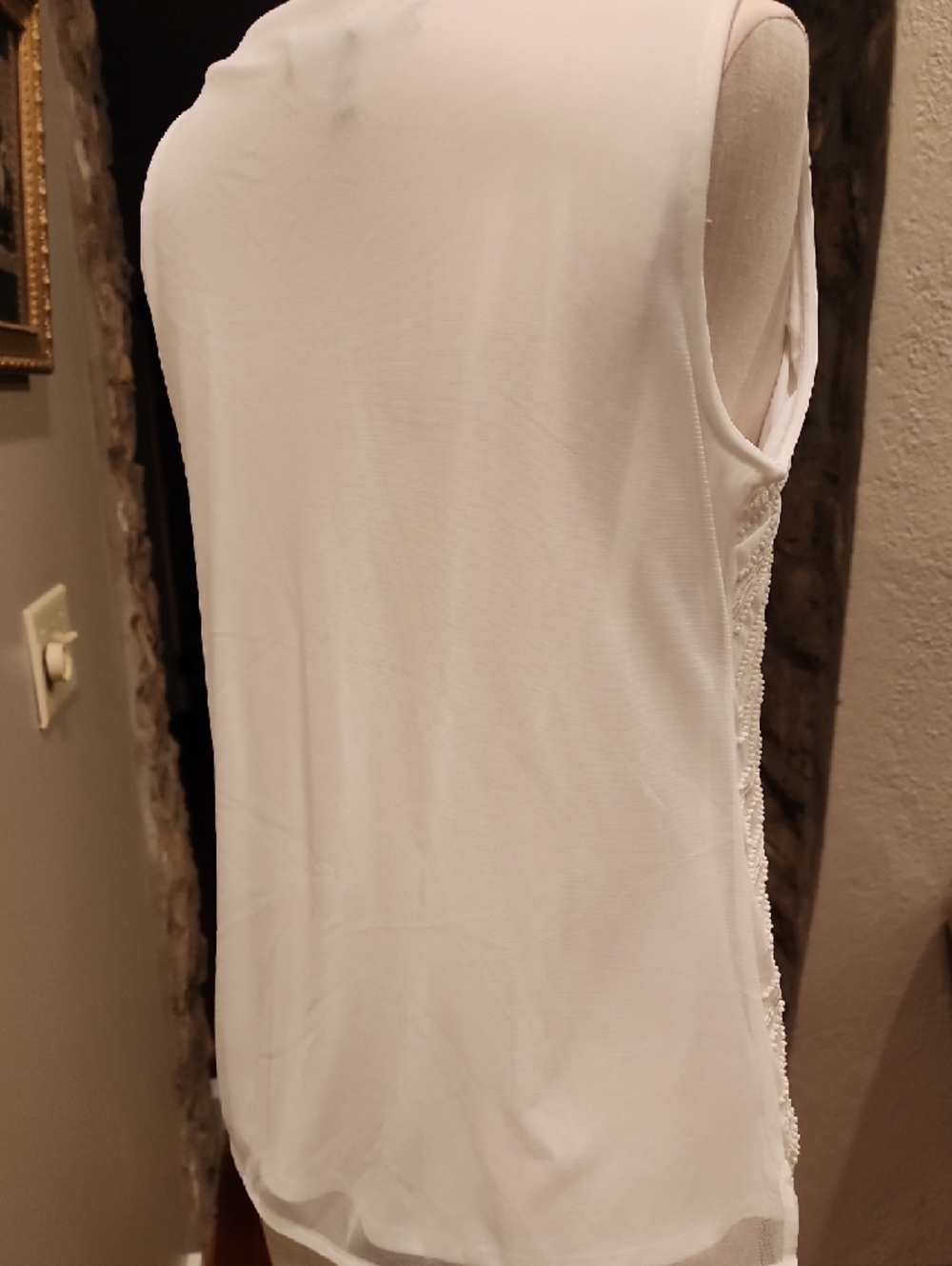 White House Black Market White Blouse with Beading - Picture 5 of 8